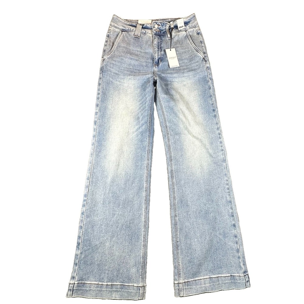 NWT Judy Blue High Waist Retro Wide Leg Light Denim Jeans Size 11/30 Cowgirl New